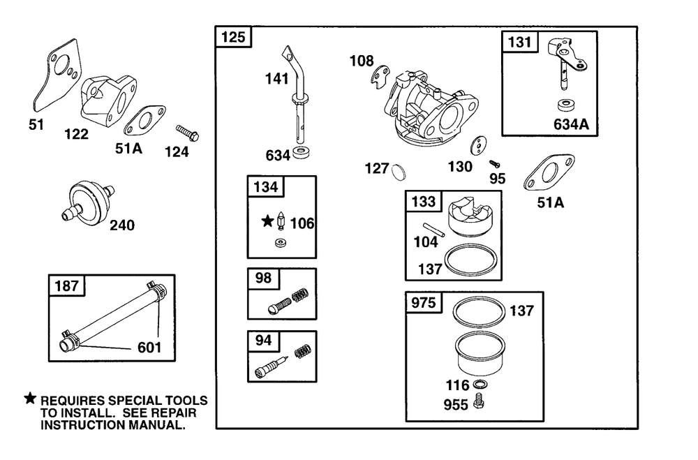 Carburetor Assembly Diagram and Parts List for 83412-0105-04  Briggs and Stratton Engine